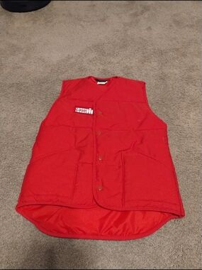 Vintage 80's Red  Case IH Quilted Puffer Vest Mens Sz Small